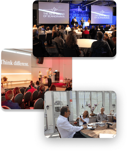 Tre bilder från Marknadsföreningen i Göteborg (MiG) olika event